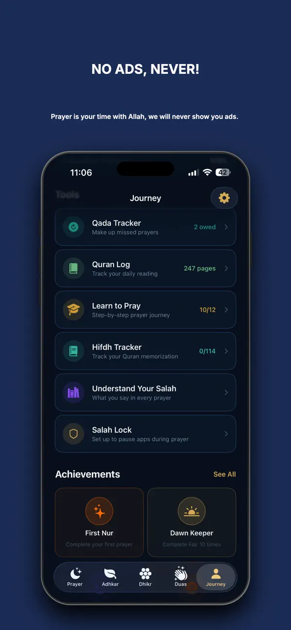 Hayya Qada Tracker for logging and making up missed prayers