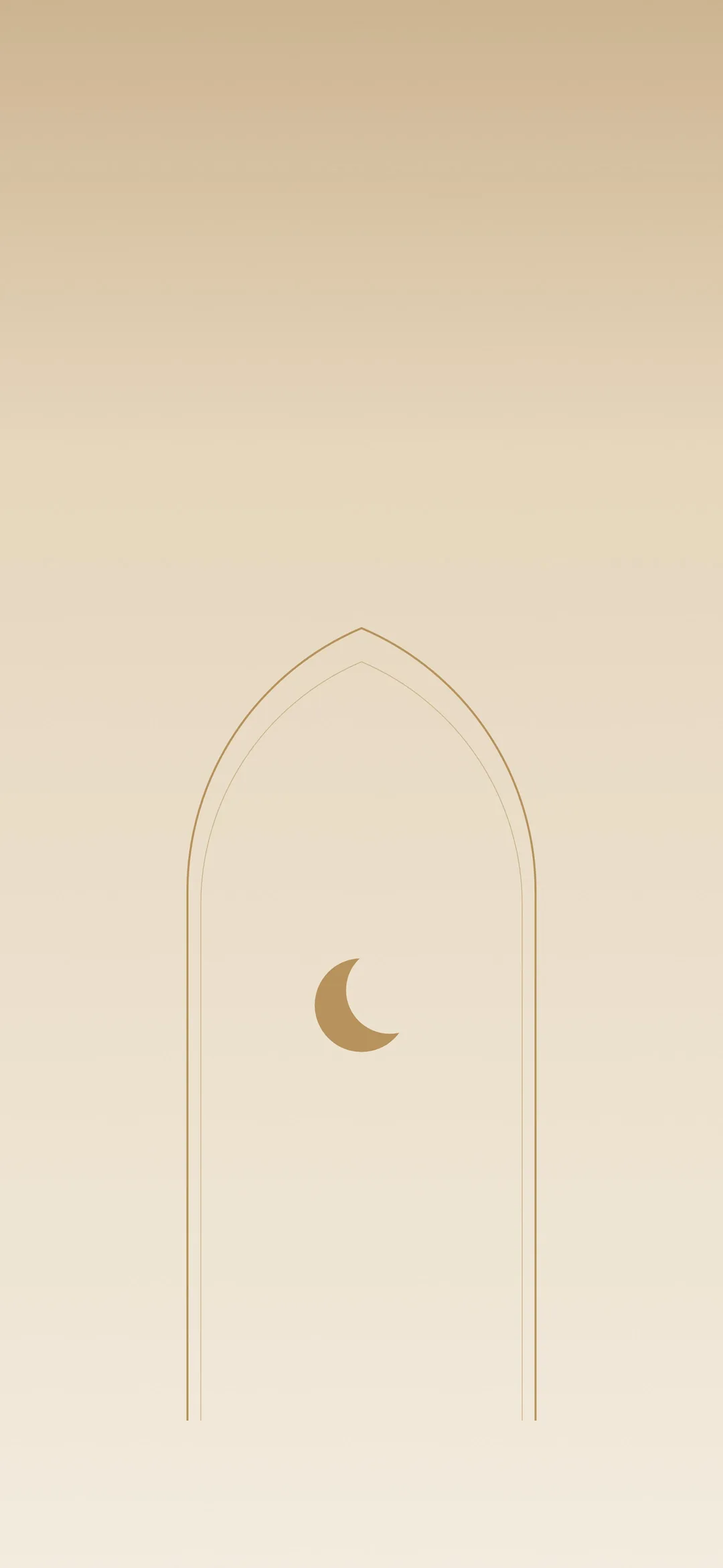 Fond d’écran Ramadan beige minimaliste avec une arche islamique, écran de verrouillage iPhone neutre et esthétique
