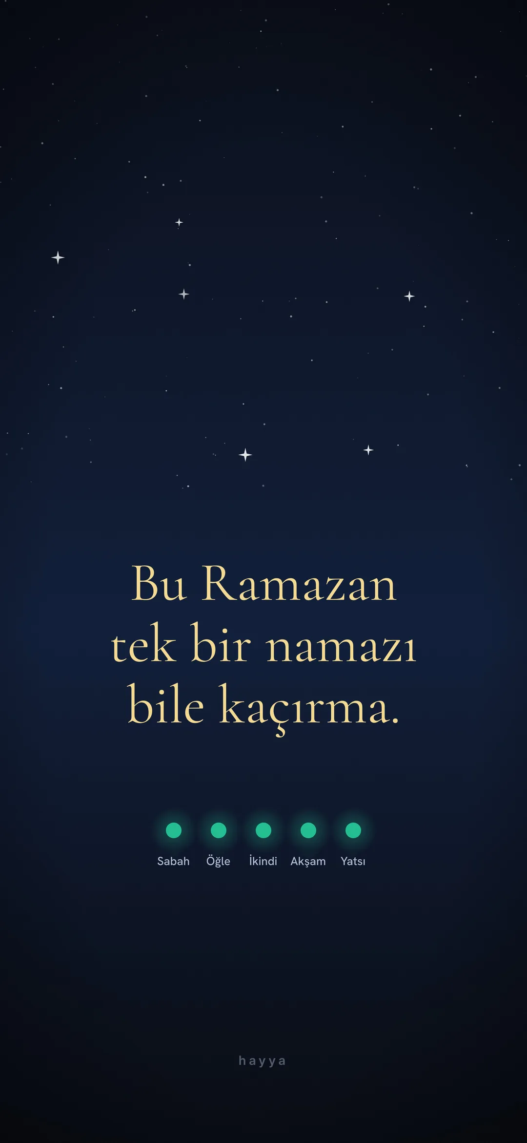 Kilit ekranı hatırlatıcısı: “Bu Ramazan tek bir namazı bile kaçırma”, beş vakit için beş nokta