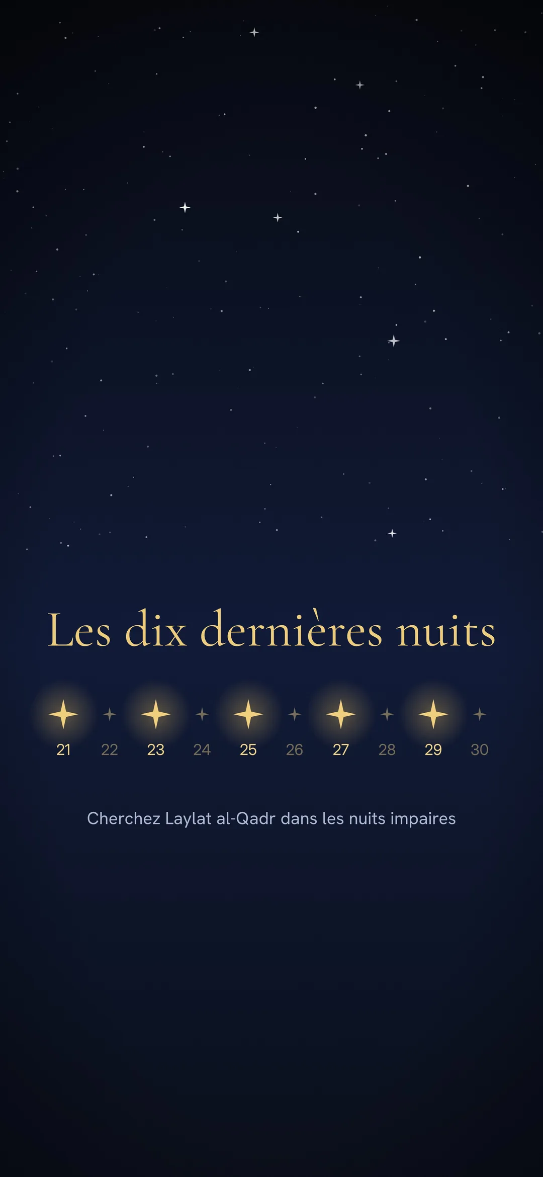 Fond d’écran des dix dernières nuits du Ramadan, nuits 21 à 30 avec les nuits impaires en évidence, iPhone
