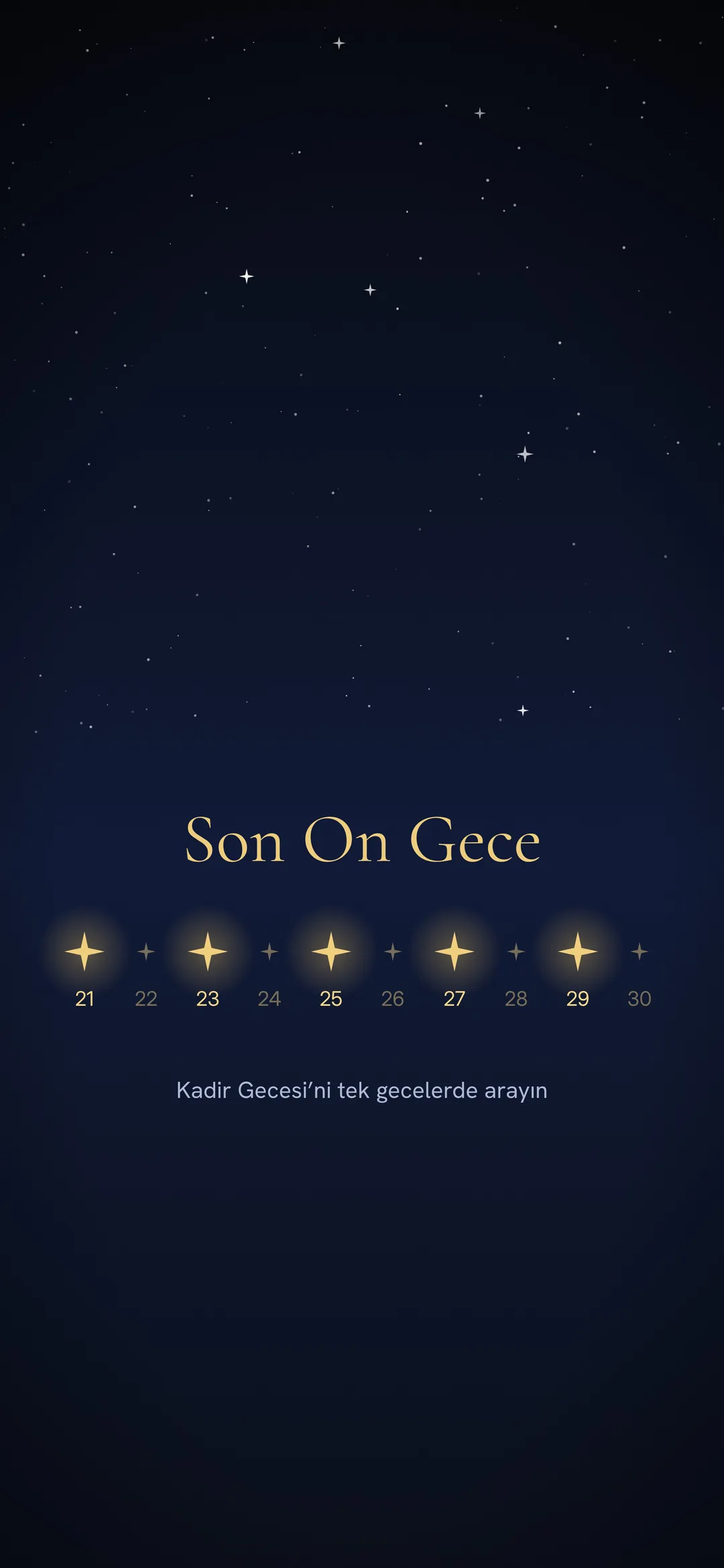 Ramazan’ın son on gecesi duvar kağıdı, 21 ile 30. geceler ve tek geceler vurgulu, iPhone
