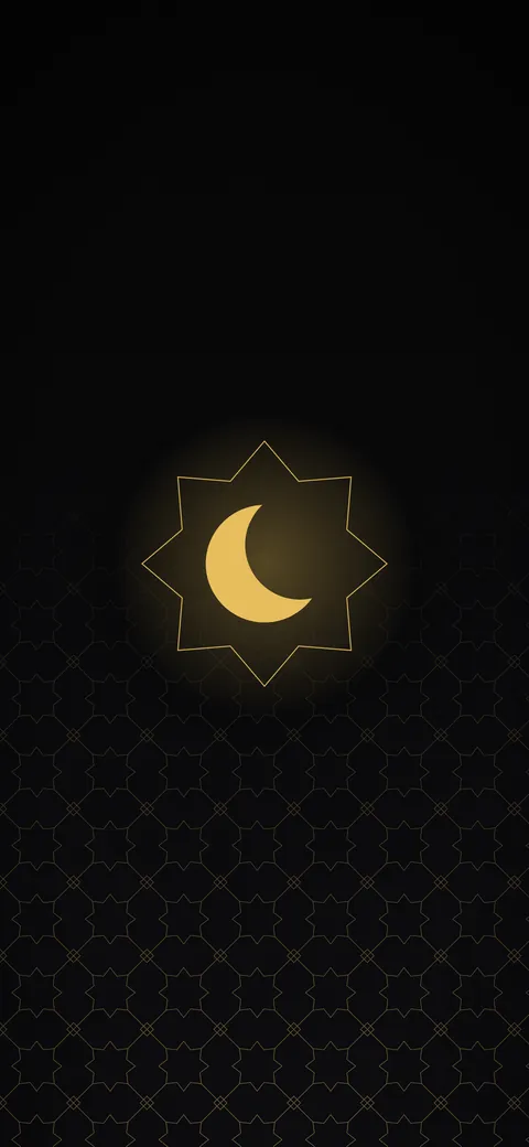 خلفية رمضان سوداء فخمة بزخرفة إسلامية هندسية ذهبية بدون كتابة